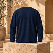 Polera Manga Larga 180 g Azul Marino espalda
